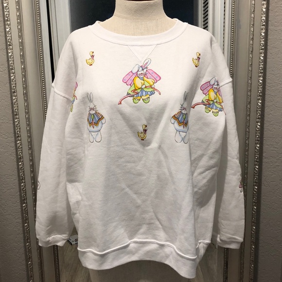 Vintage Tops - VTG EASTER BUNNY RABBIT & DUCK CREWNECK SWEATSHIRT